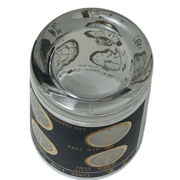 Set of 4 Mid-Century Modern "Time For A Drink" Double Old Fashioned Glasses Gold - Picture 13 of 16